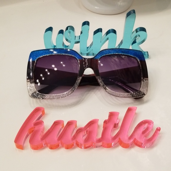 Glitter Sunglasses -  blue / clear / brown - Picture 1 of 5